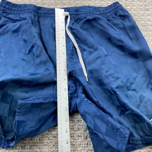 Vintage 90s Umbro Soccer Shorts Men Medium M Navy Blue Checkered Athletic 1990s - Picture 9 of 11
